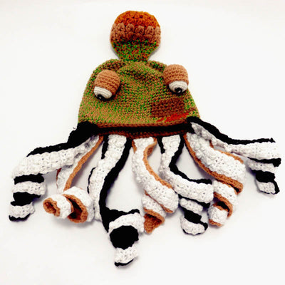 Octopus Pattern Color Block Knitted Hat