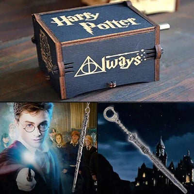 Harry Potter Hand Cranked Music Box & Magic Wand